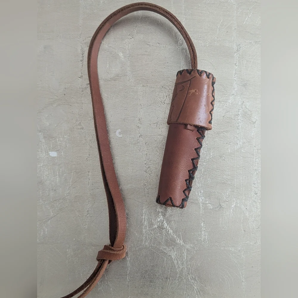 Brown Leather carrier Sheath with Strap Hand Made Hand Crafted Leatherwork